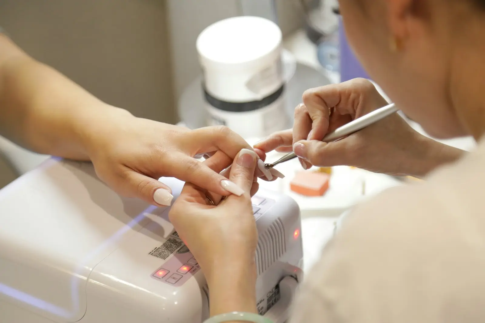 Gel manicure in progress